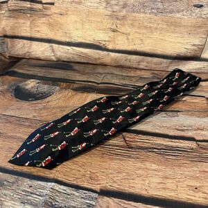 St Nicks Tie Shop Christmas Necktie Mens 100% Silk Santa Golfing Novelty Black